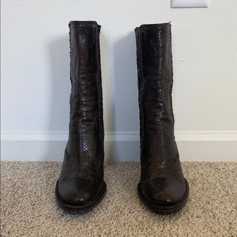 Rocco P. Black Textured Heeled Boots